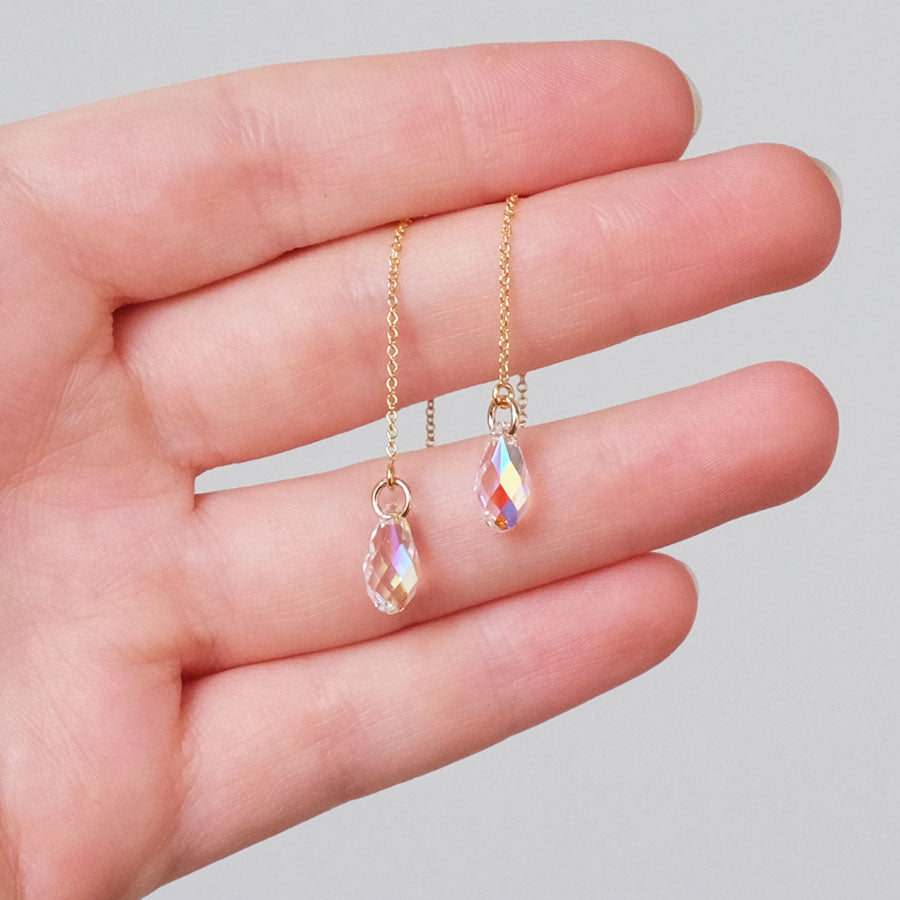 Iridescent Crystal Drop Gold-Fill Threaders