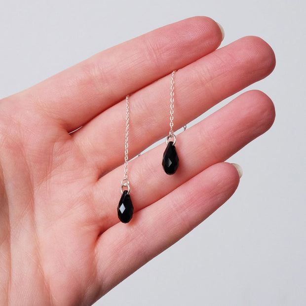 Black Crystal Silver Threaders