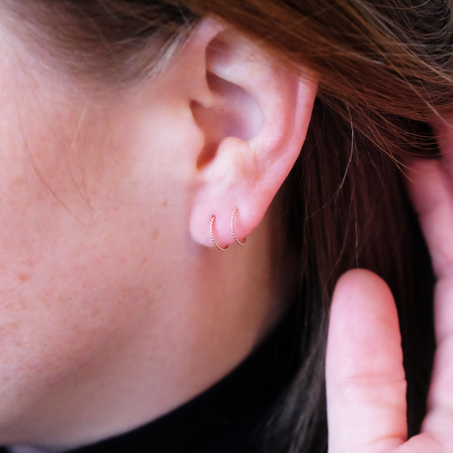Rose-Gold Twisted Twist "Double" Hoops