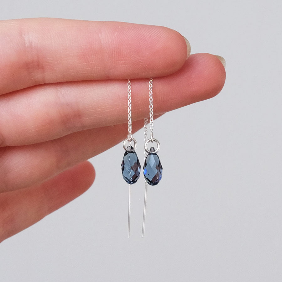 Blue Crystal Drop Threaders