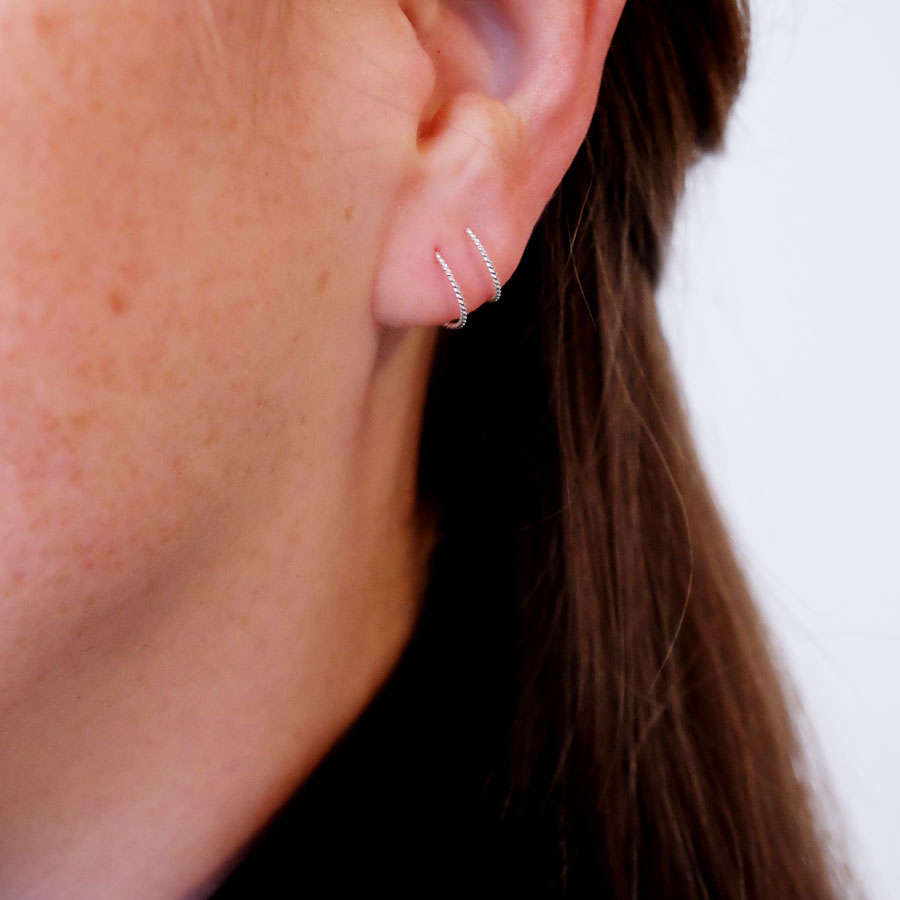 Silver Twisted Twist "Double" Hoops
