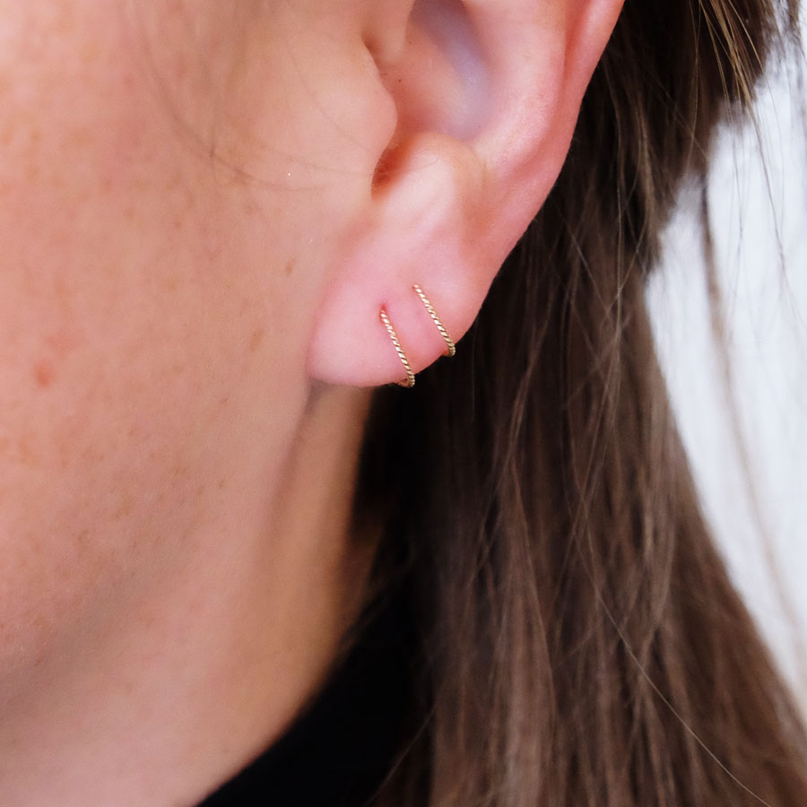 Gold Twisted Twist "Double" Hoops