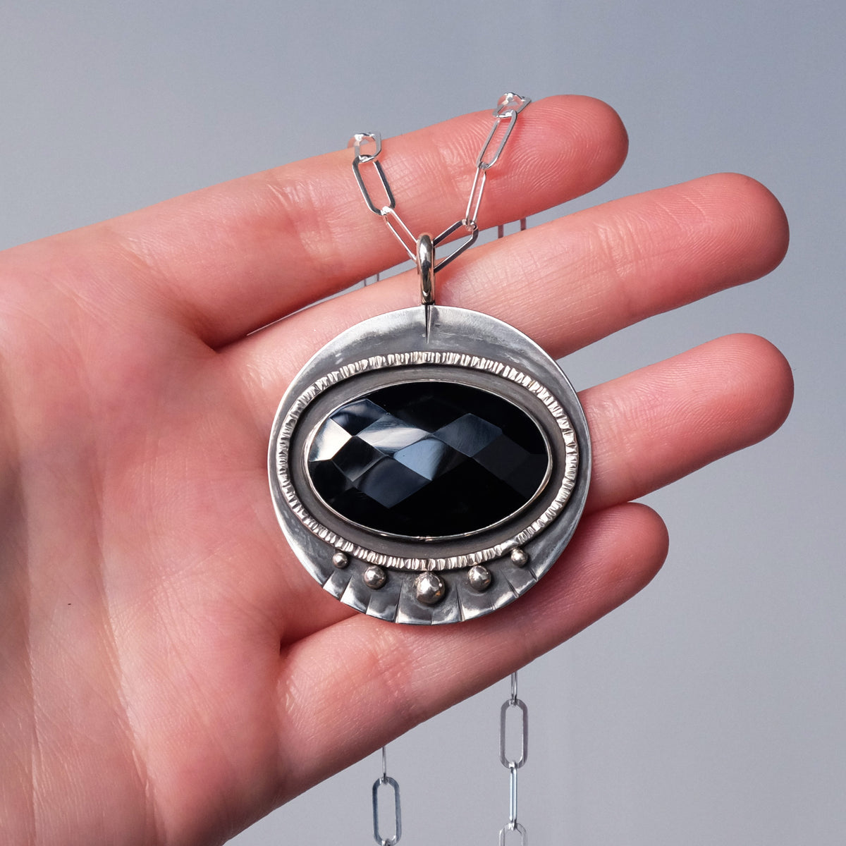 Faceted Onyx Deep Space Pendant
