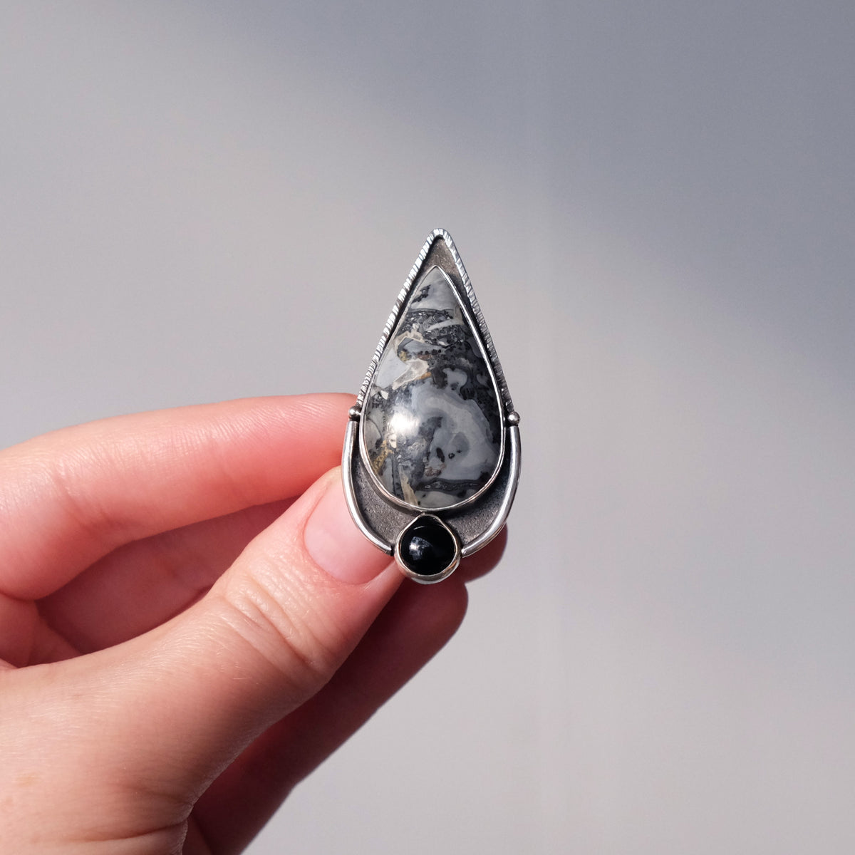 Onyx & Maligano Jasper Starpoint Statement Ring - Size 9