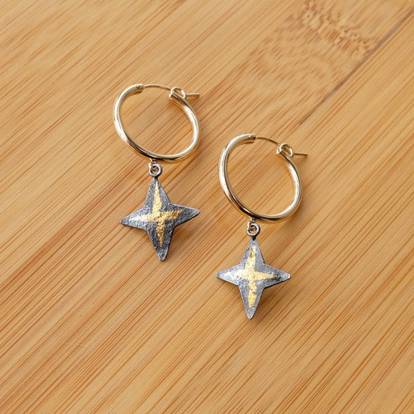 Gold Dusty Star Hoops Glass Sky Collection