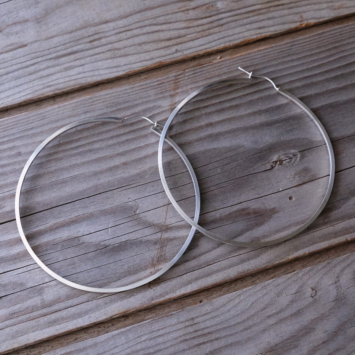 Geometric Sterling Silver Statement Hoop Earrings - Glass Sky Jewelry - Handmade in Columbus Ohio by artist Andrea Kaiser