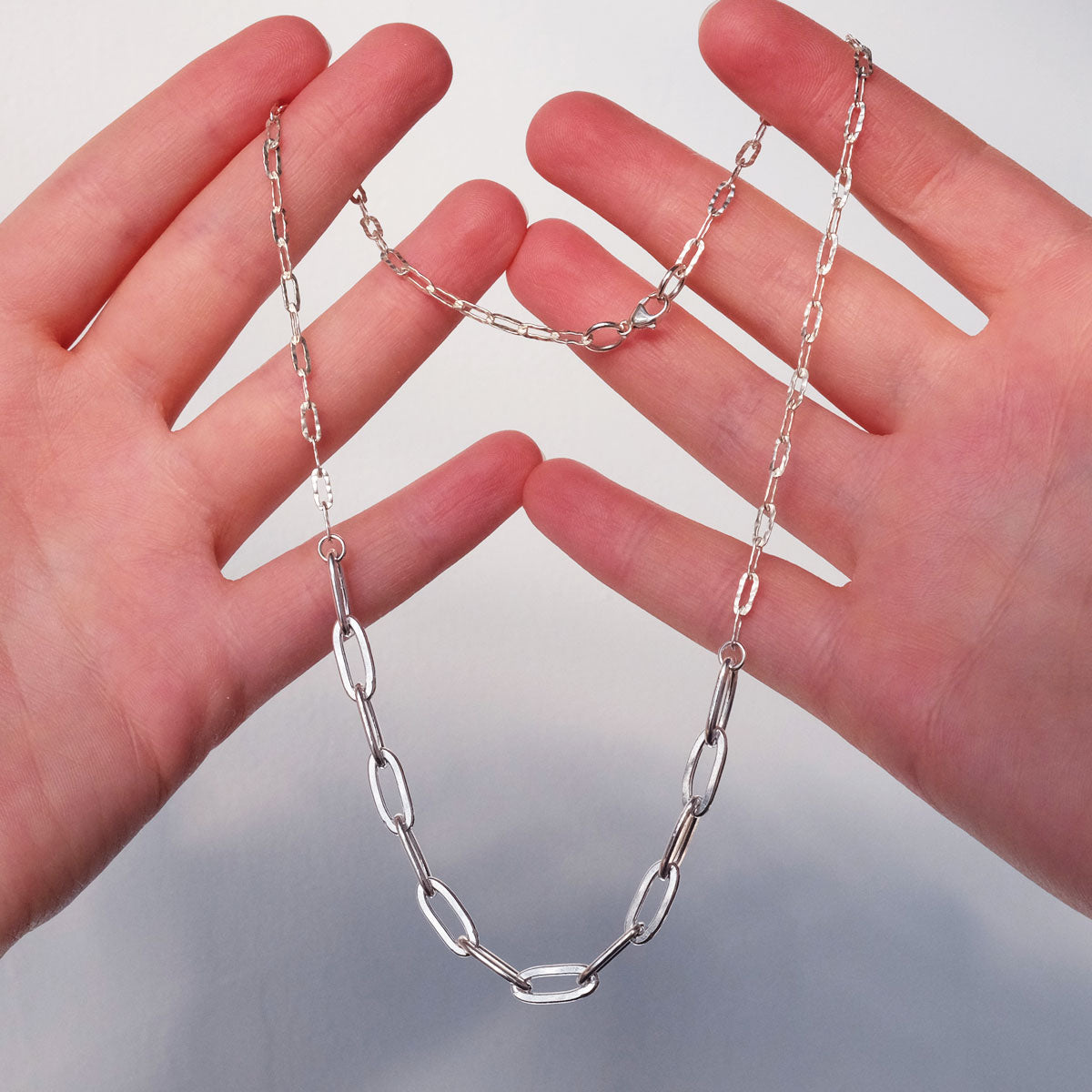 Chunky Chain Mix Silver Necklace