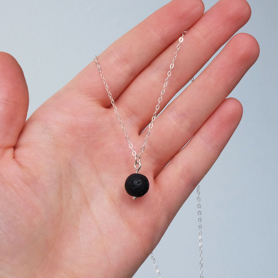 Single Lava Bead Charm Necklace