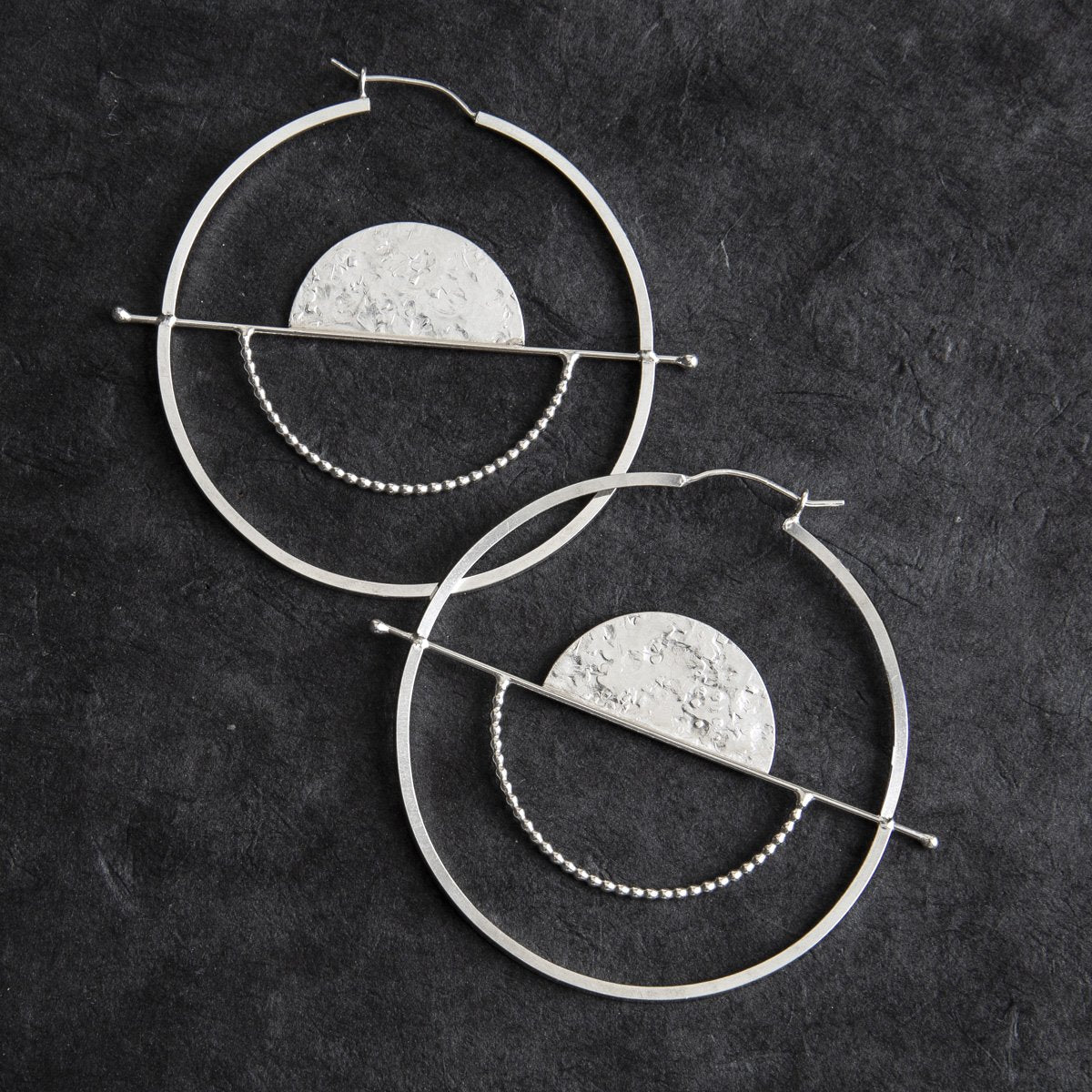 Glass Sky Jewelry - Full Balance Hoops - Sterling Silver Handmade Minimal Jewelry