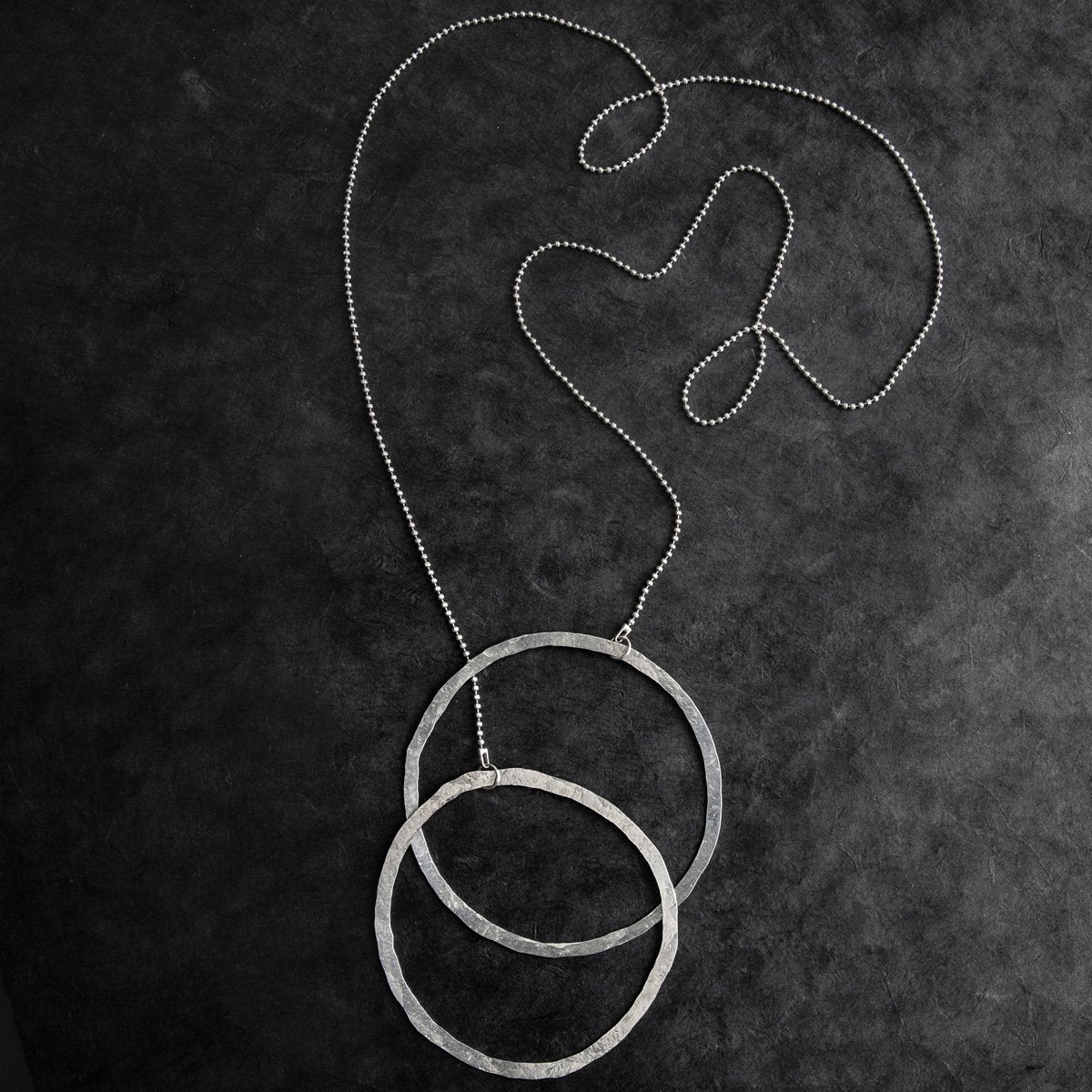 Glass Sky Jewelry - Sister Moons Lariat Statement Necklace - Sterling Silver Handmade Minimal Jewelry