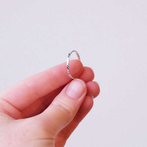 Thin Twist Silver Stacking Ring