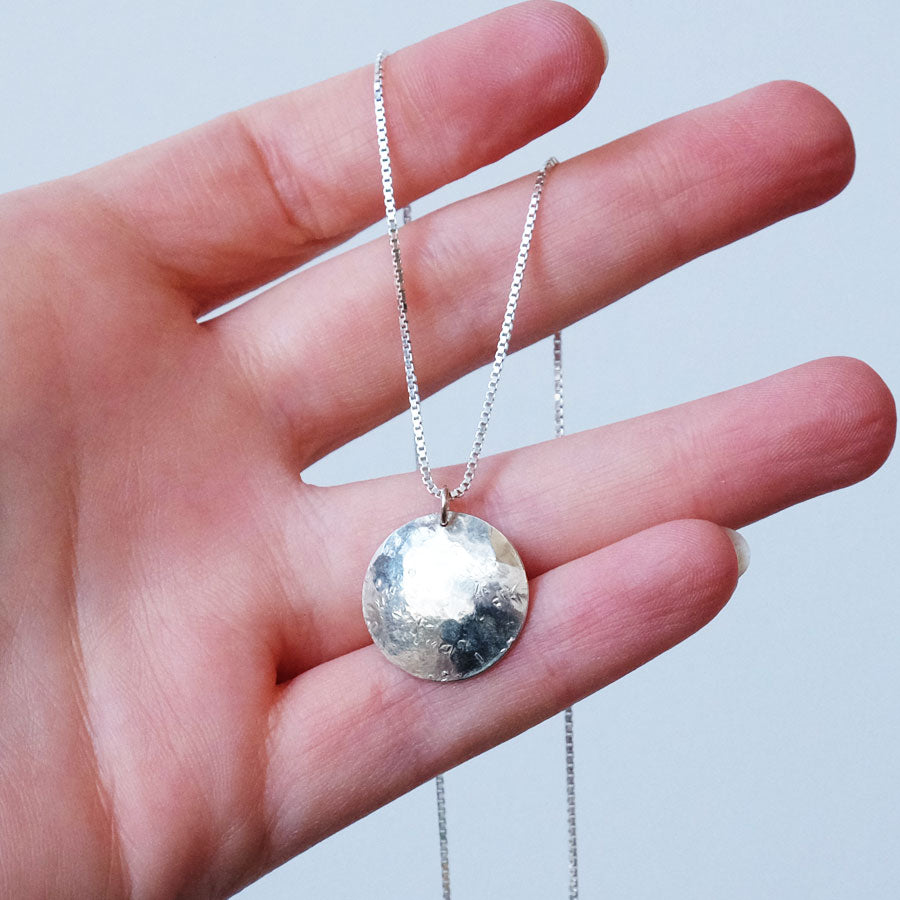 Large Silver Moon Charm Necklace