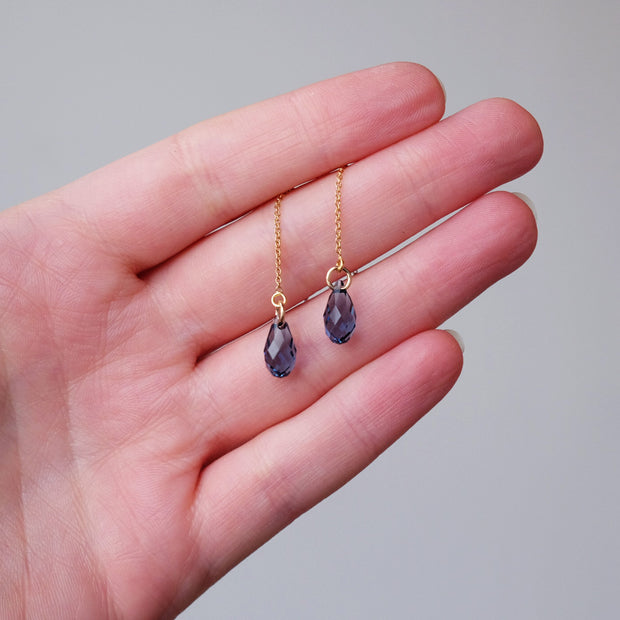 Golden Blue Crystal Drop Threaders