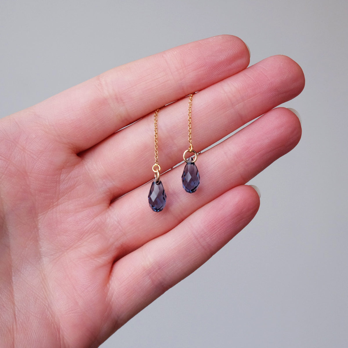 Golden Blue Crystal Drop Threaders