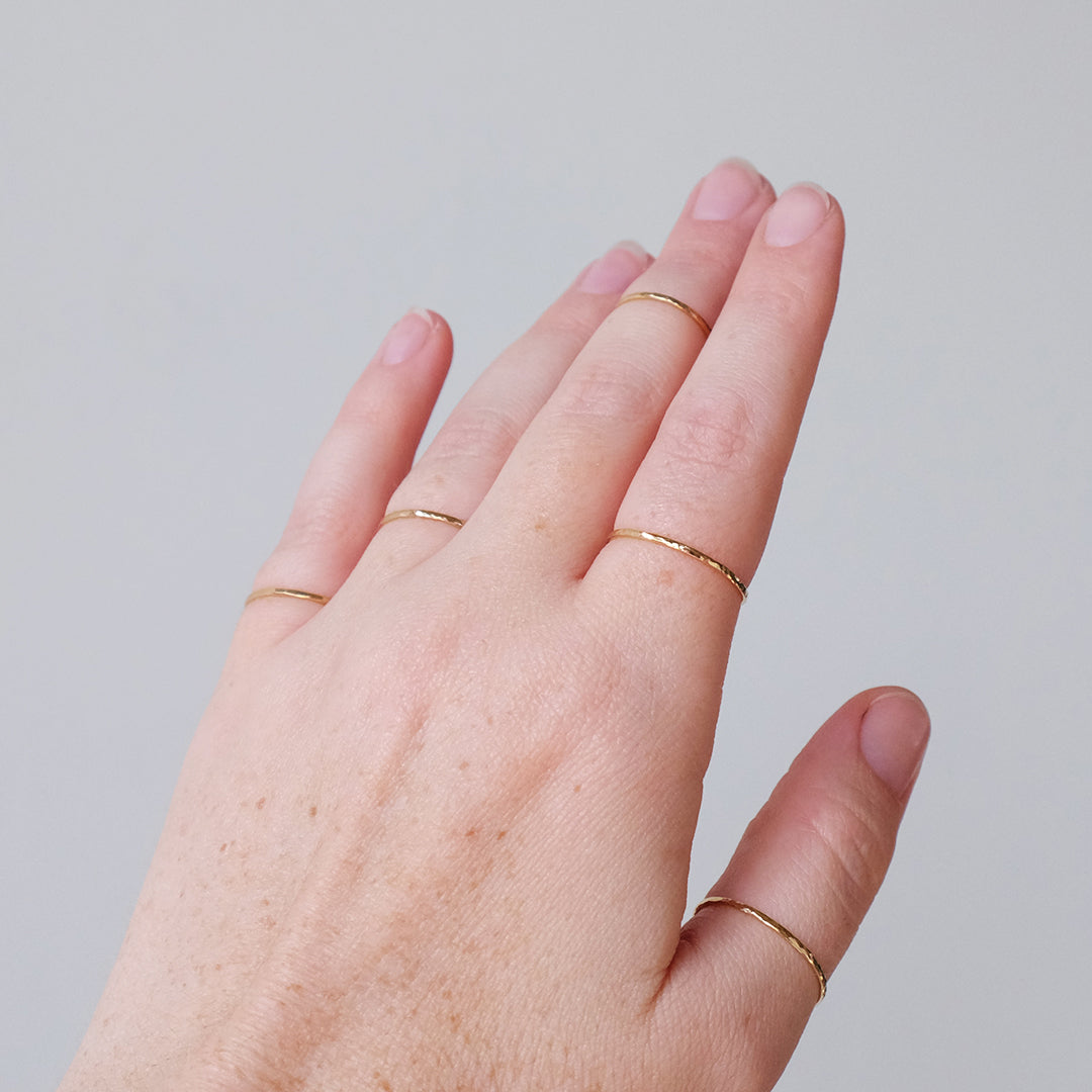 Thin Hammered Gold-Fill Ring