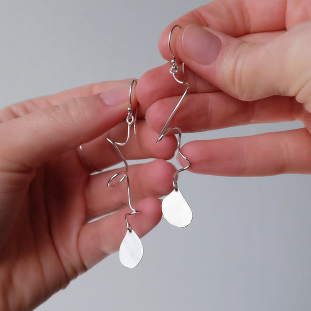 Swirling Leaf Hook Earrings