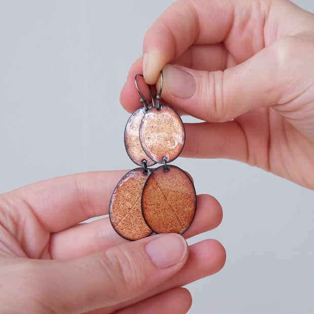 Tiered Copper Leaves Earrings