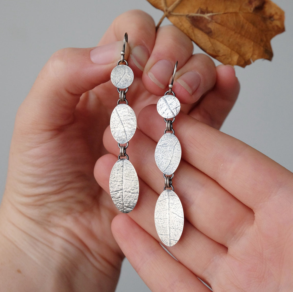 Tiered Leaves Hook Earrings