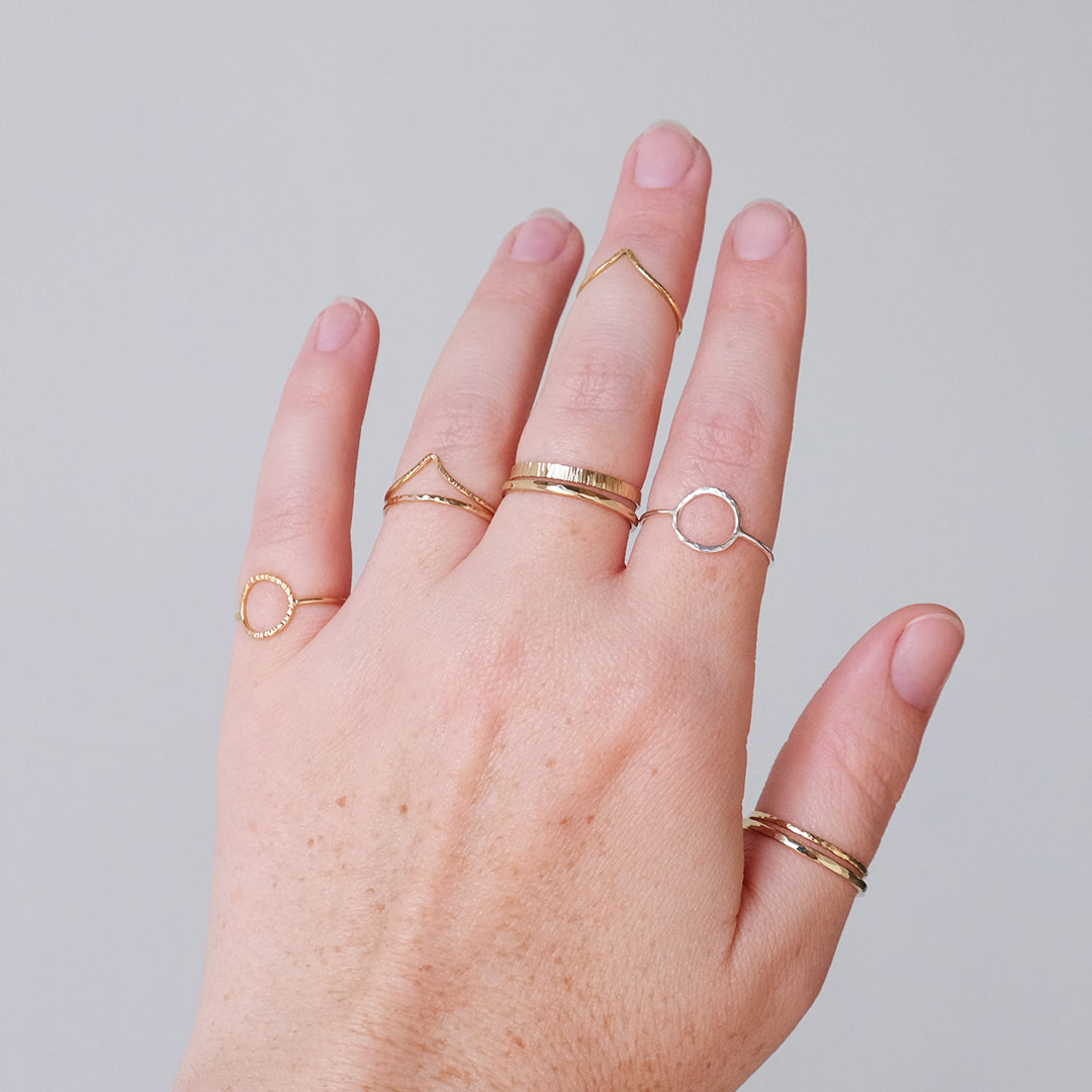 Thin Hammered Gold-Fill Ring