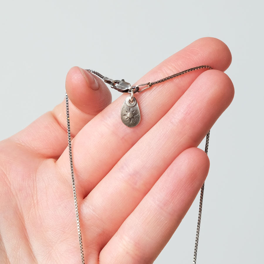Big Brushed Pebble Outline Charm Necklace