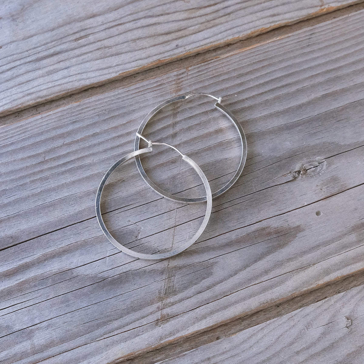 Geometric Sterling Silver Hoop Earrings - Glass Sky Jewelry - Handmade in Columbus Ohio by artist Andrea Kaiser