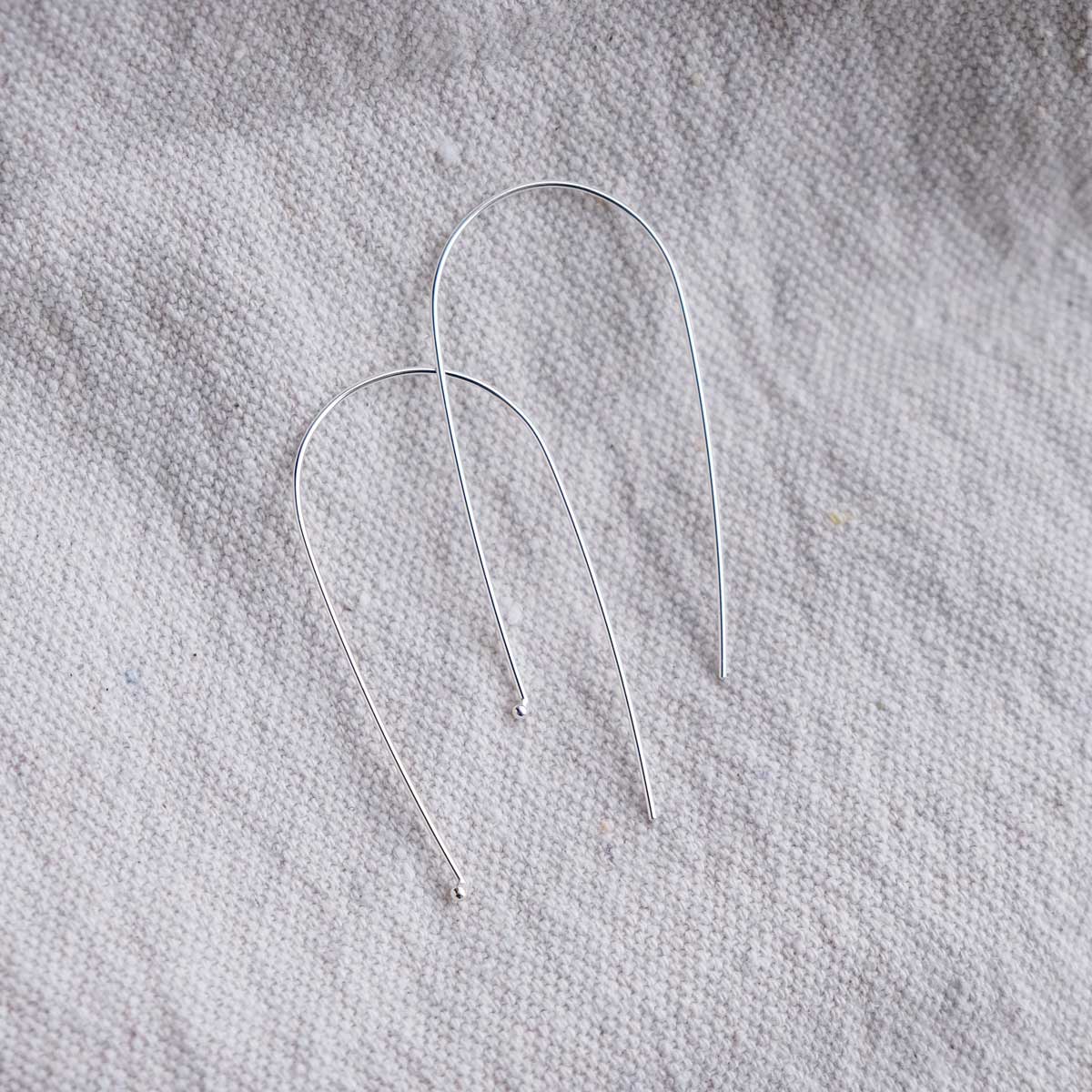 Large Arc Hook Earrings - Glass Sky Jewelry - Geometric Minimal Sterling Silver Jewelry - Handmade in Columbus, Ohio by artist Andrea Kaiser