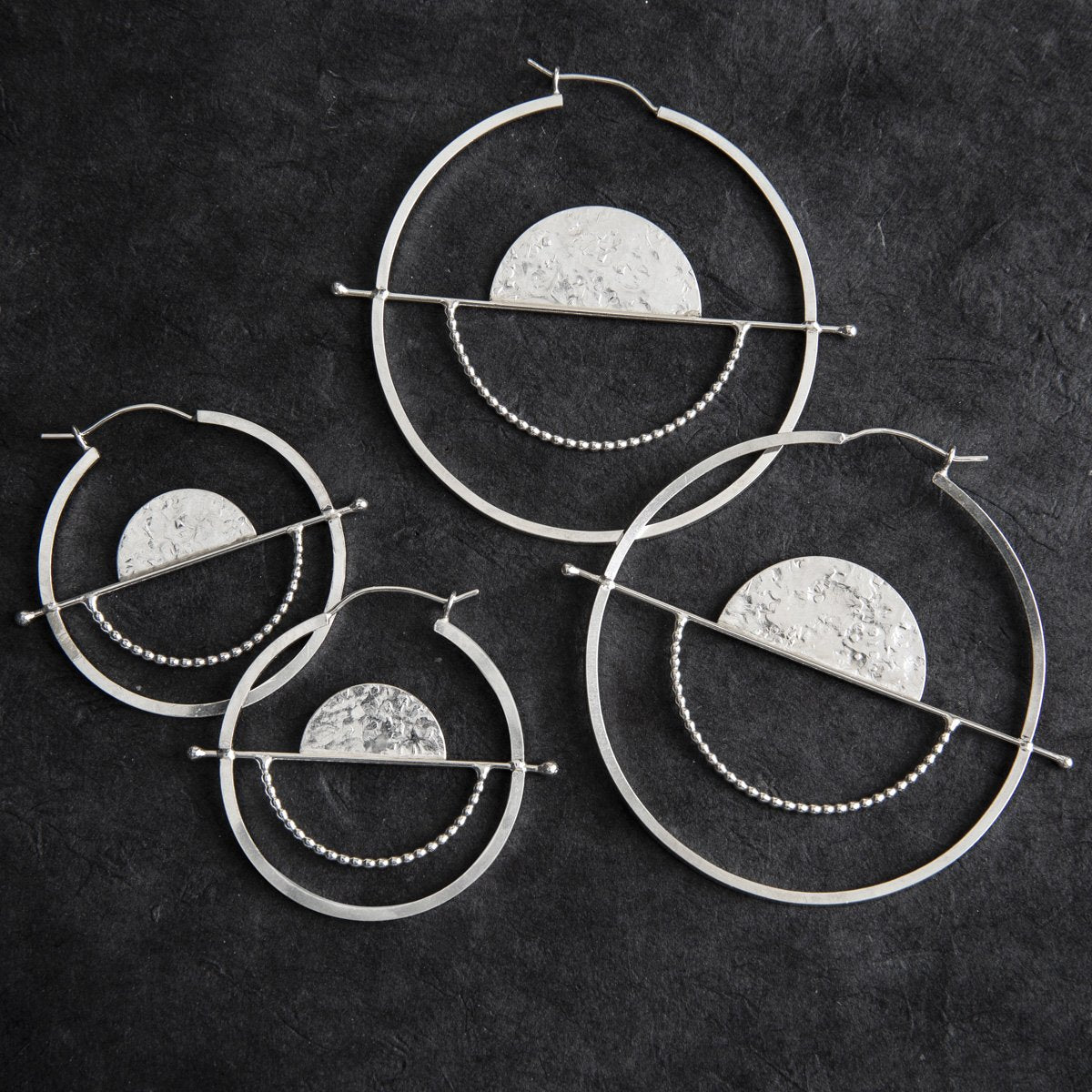 Glass Sky Jewelry - Full Balance Hoops - Sterling Silver Handmade Minimal Jewelry