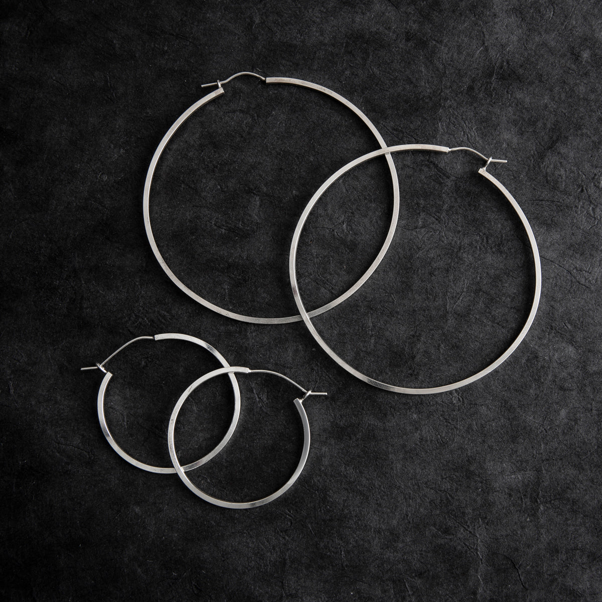 Silver Squared Hoops