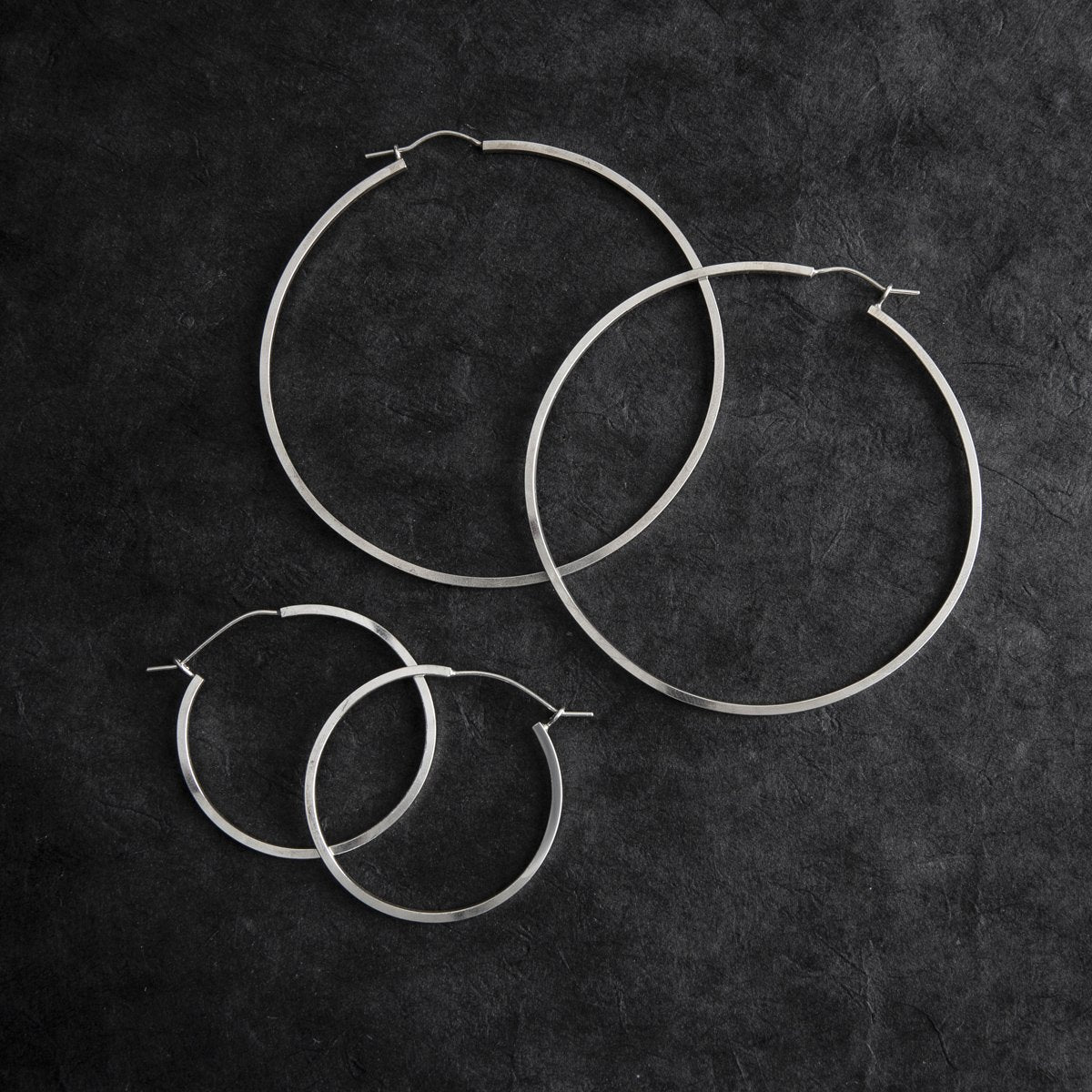 Glass Sky Jewelry - Square Hoops - Sterling Silver Handmade Minimal Jewelry